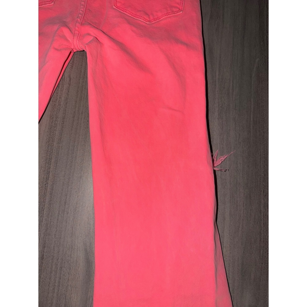 Risen Jeans Neon Pink Distressed Flare High Rise Denim RDP5265-N Size 7/28 A1 - Picture 9 of 12